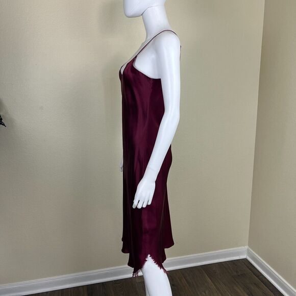Nili Lotan Women Size M Burgundy Slip Silk Midi Cami Slip Dress Chemise Pullover - Picture 11 of 15